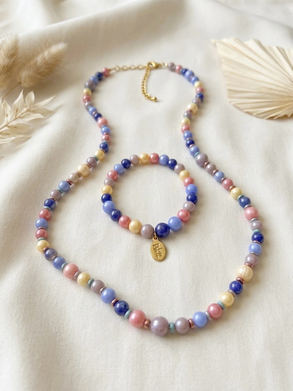 Joan Rivers Vintage Pastel Beaded Strand Necklace & Bracelet Set